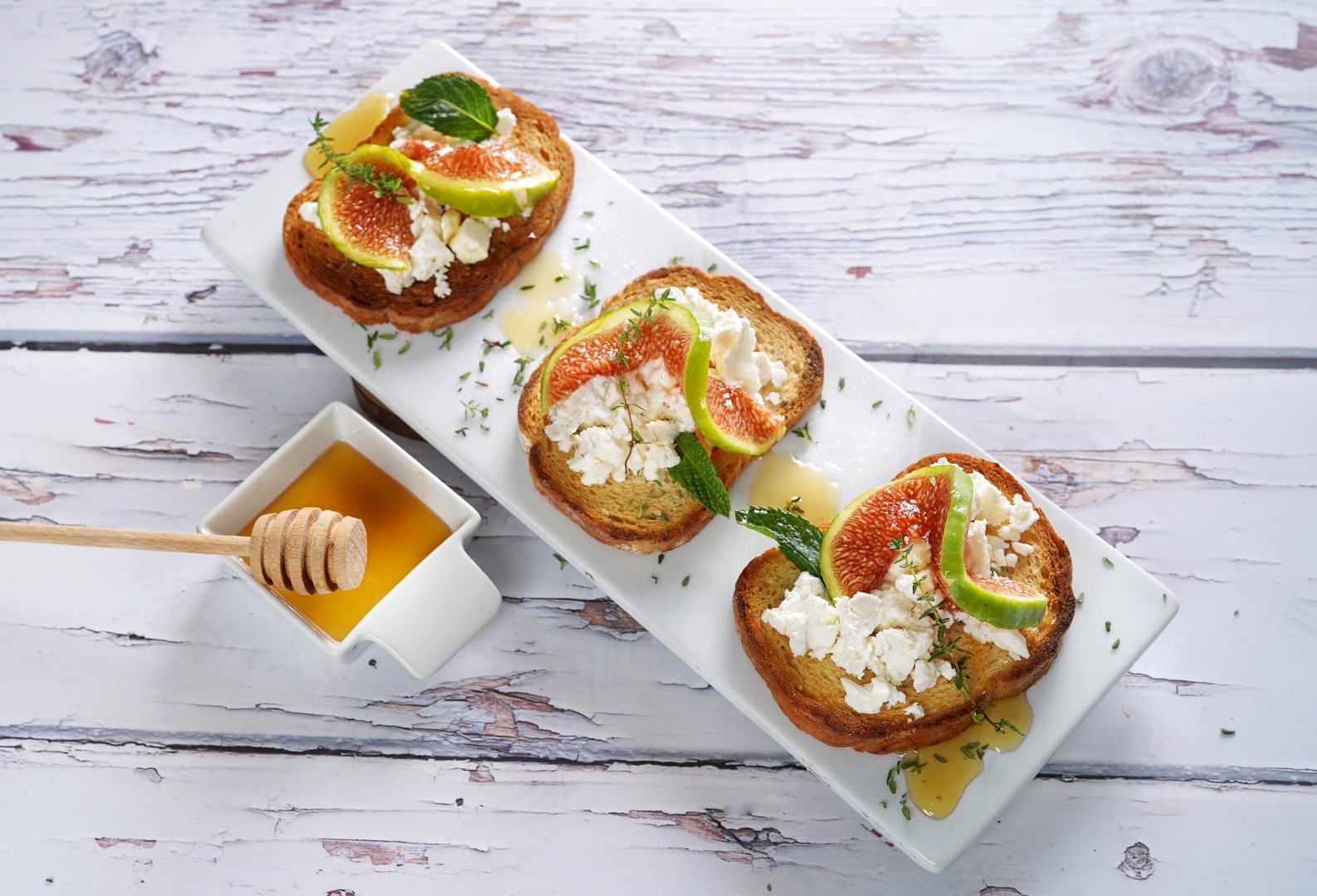 FETA PDO Bruschetta with fig and feta cheese